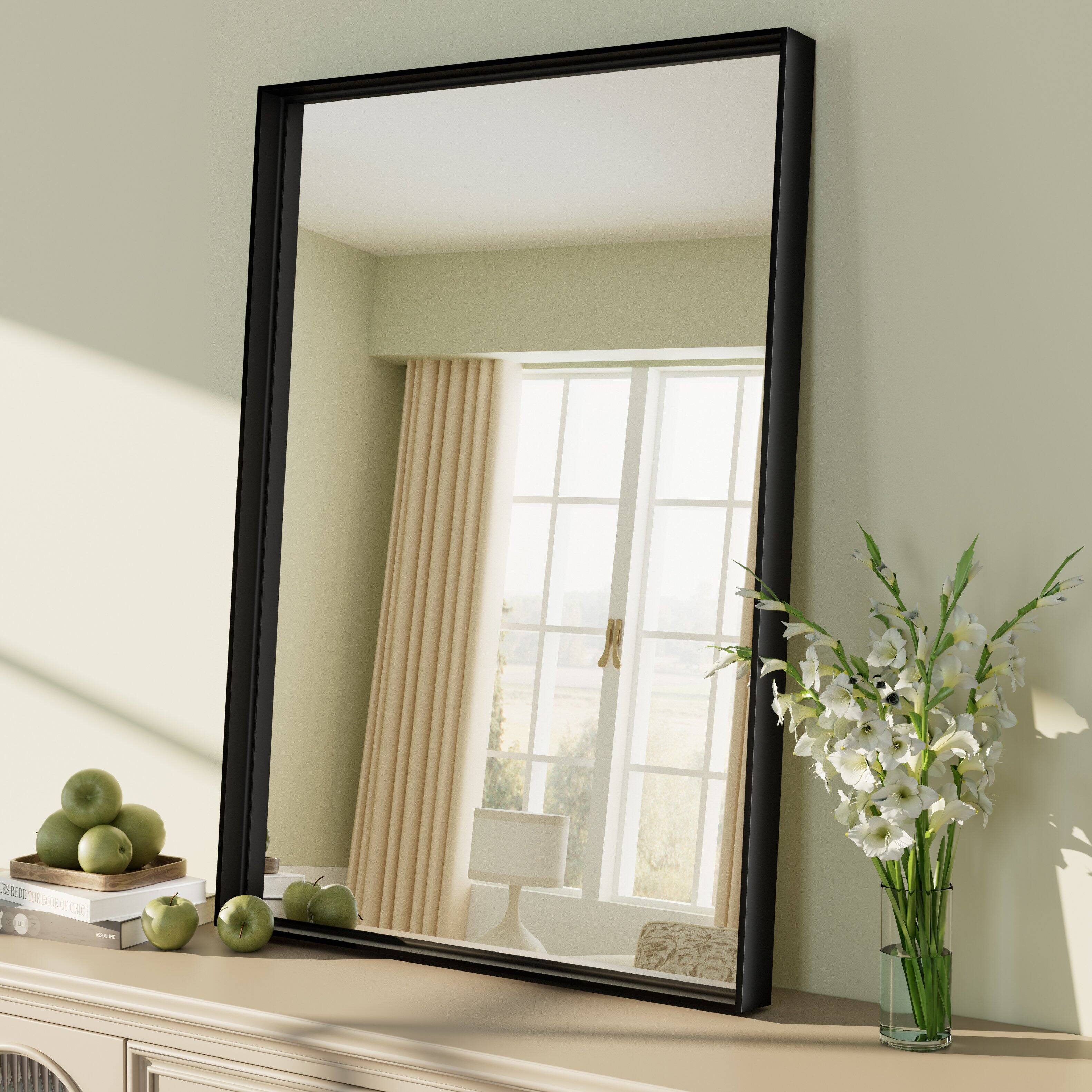 Alt View 9. Boyel Living - 22 x 30 in Rectangle Square Right-Angle Mirror with Matte Black Aluminum Frame.
