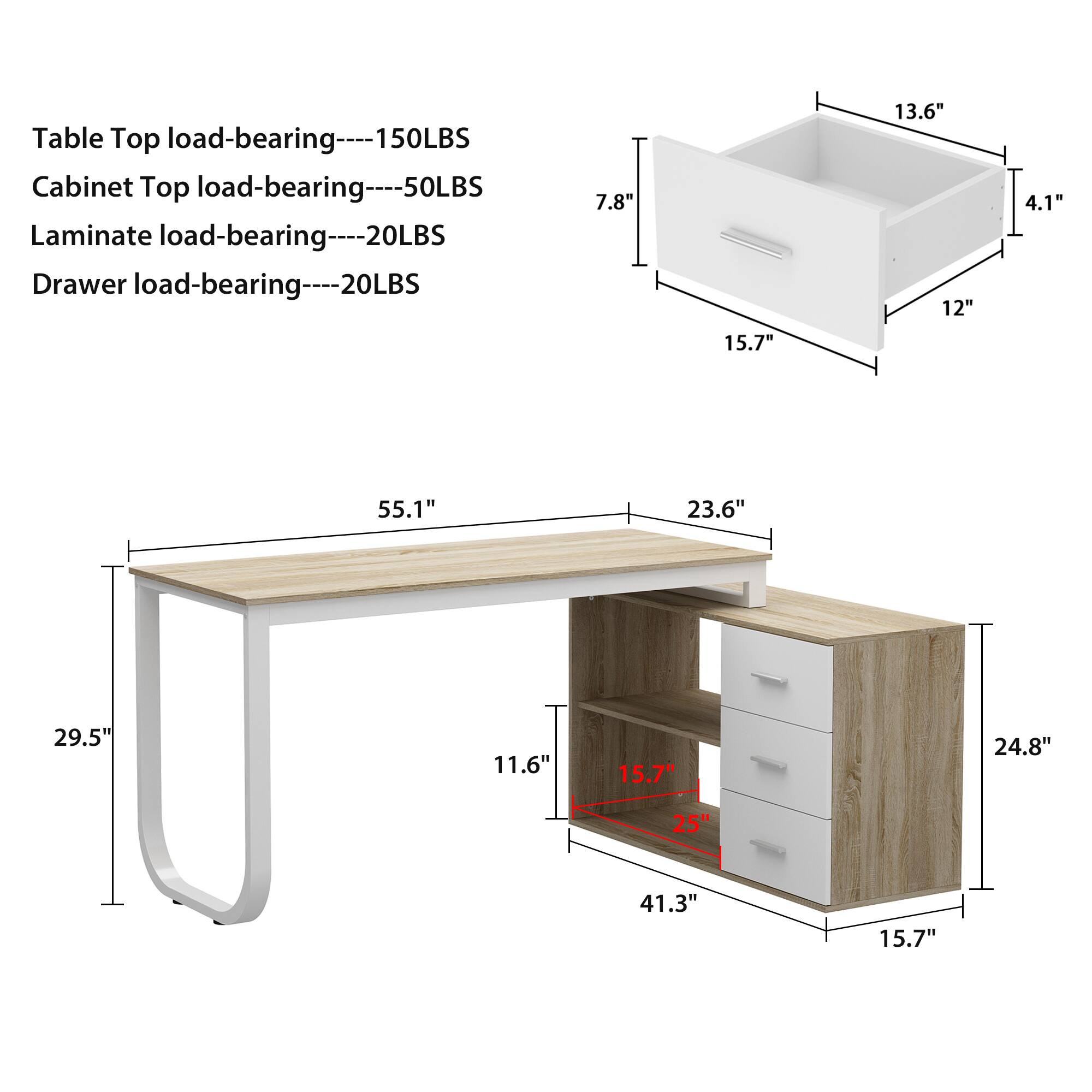 Duffyさま専用！ FUFU & GAGA FUFU&GAGA L Shaped Office Desk with Storage