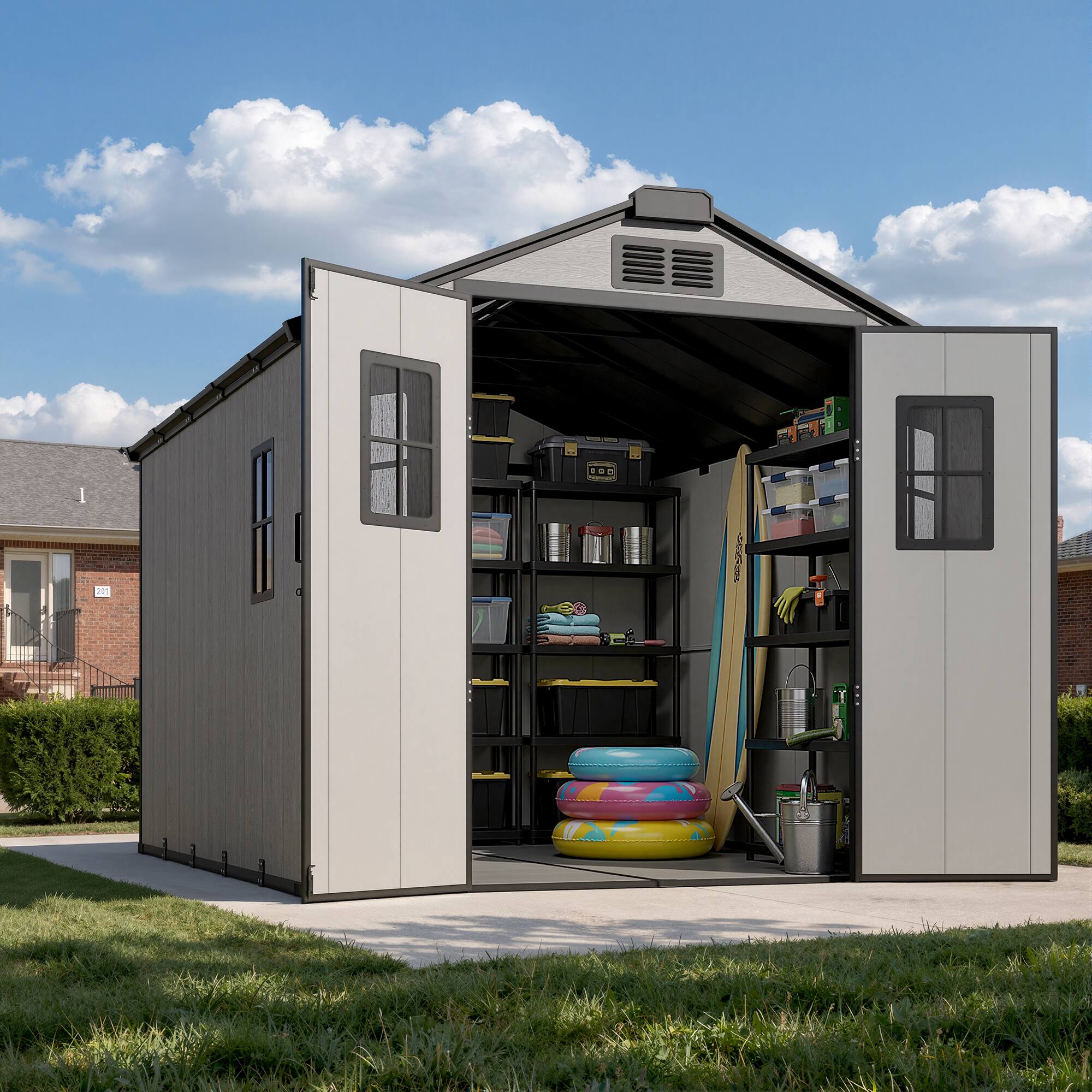 Alt View 8. Ovios - Outdoor Storage Shed All Weather Tool Storage Shed for Garden Backyard - 8 x 10 FT.