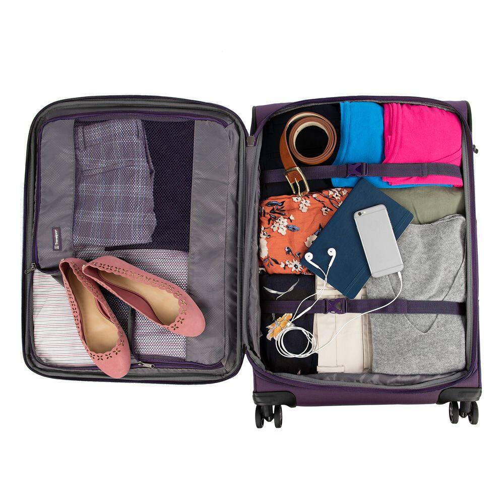 Back. Travelpro - Travelpro Tourlite Softside Expandable Luggage 25" Checked Spinner - Deep Purple.