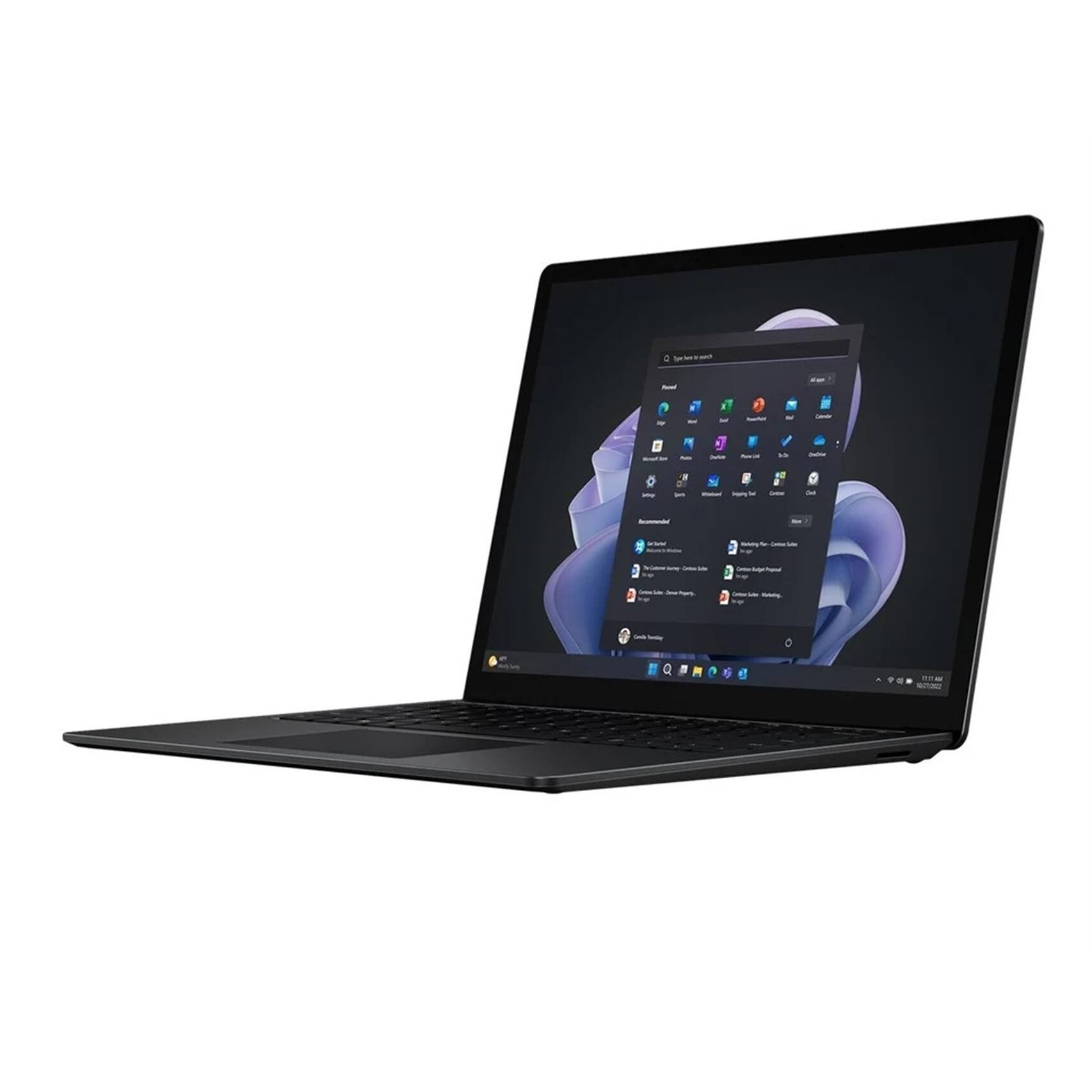 Angle. Microsoft - Surface Laptop 5 13.5" Touch 16GB 512GB SSD Core™ i7-1255U 1.7GHz WIN11H, Matte - Black.