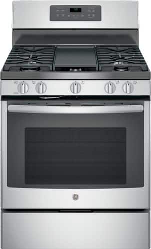 GE - 5.0 Cu. Ft. Self-Cleaning Freestanding Gas Convection Range - Stainless Steel/Gray - Larger Front