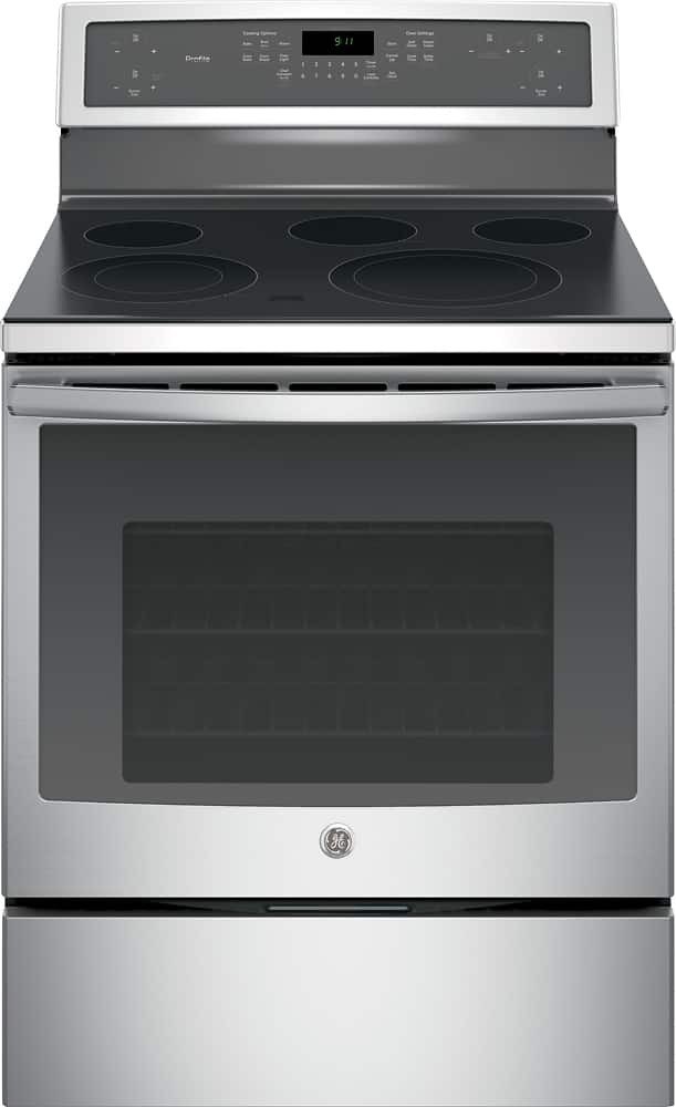 Front. GE - Profile Series 5.3 Cu. Ft. Self-Cleaning Freestanding Electric Convection Range.
