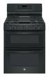 GE - 6.8 Cu. Ft. Self-Cleaning Freestanding Double Oven Gas Convection Range - Black-on-Black - Larger Front