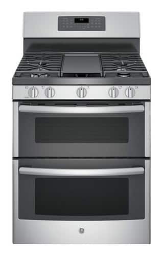 Ge 6 8 Cu Ft Self Cleaning Freestanding Double Oven Gas Convection Range Stainless Steel Jgb860sejss Best Buy