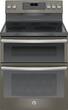 GE - 6.6 Cu. Ft. Self-Cleaning Freestanding Double Oven Electric Convection Range - Slate - Larger Front