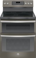 GE - 6.6 Cu. Ft. Self-Cleaning Freestanding Double Oven Electric Convection Range - Slate - Front_Zoom