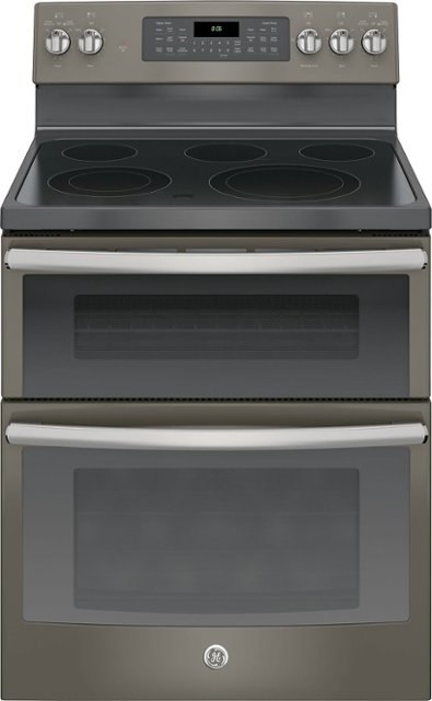 GE – 6.6 Cu. Ft. Self-Cleaning Freestanding Double Oven Electric Convection Range – Slate