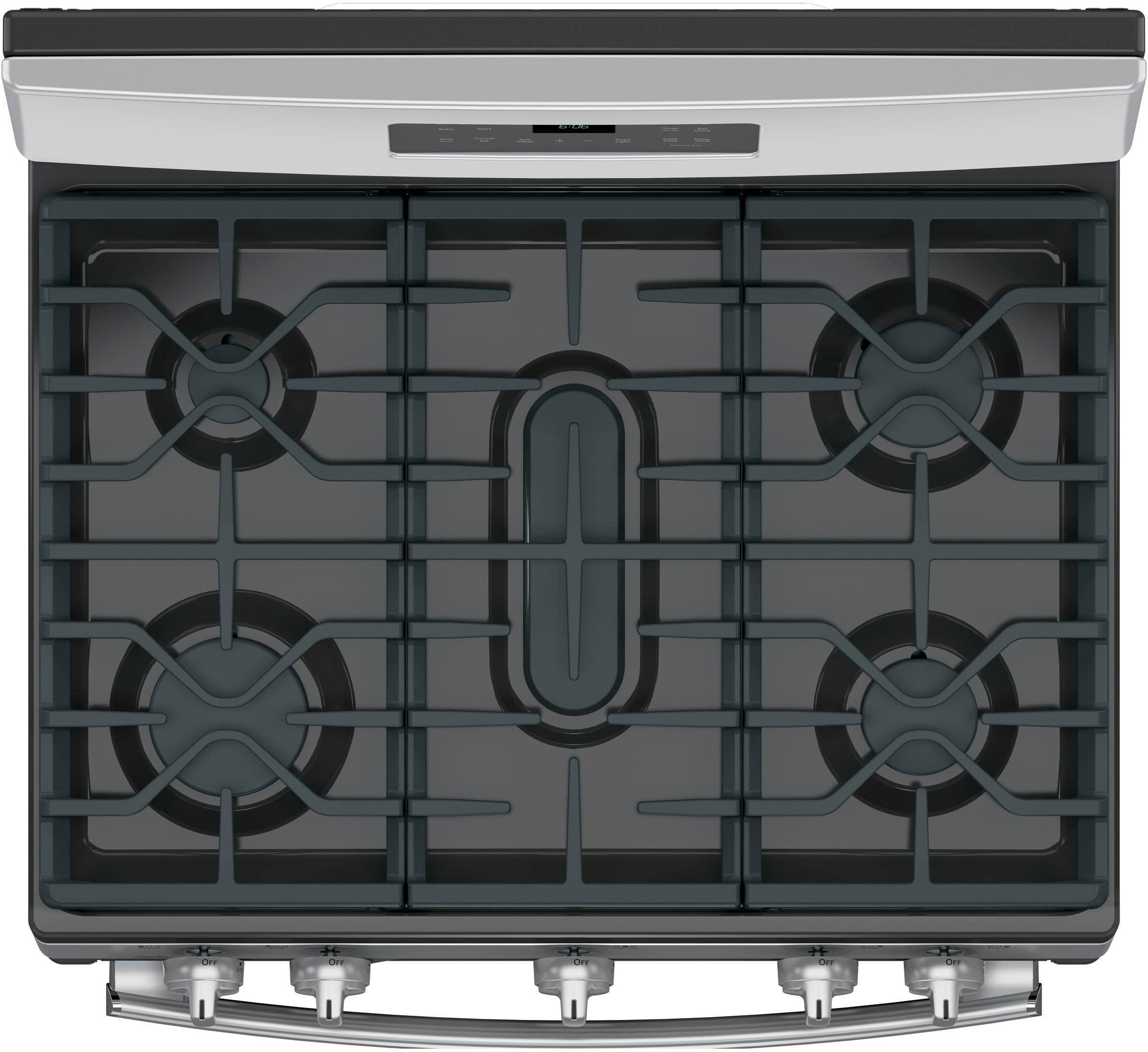 Left. GE - 5.0 Cu. Ft. Self-Cleaning Freestanding Gas Range.