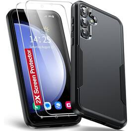 Entronix - Galaxy S25 Plus Bundle - Premium Soft-Touch Dual-Layer Case with 2 Clear Screen Protectors - Black