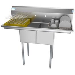 Koolmore - 48 in. Two Compartment Sink with 2 Drainboards, Bowl Size 12"x 16"x 10" SB121610-12B3 - Stainless Steel