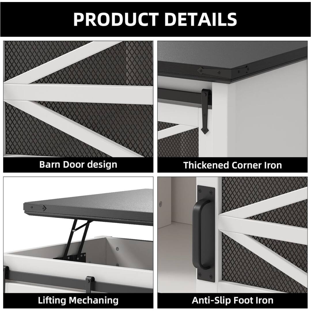 PRODUCT DETAILS

- Barn Door design
- Thickened Corner Iron
- Lifting Mechanism
- Anti-Slip Foot Iron