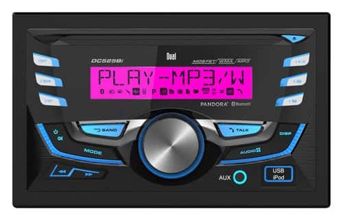 Front. Dual - 3.7" - CD - Built-In Bluetooth - Apple® iPod®-Ready - In-Dash Receiver - Black.