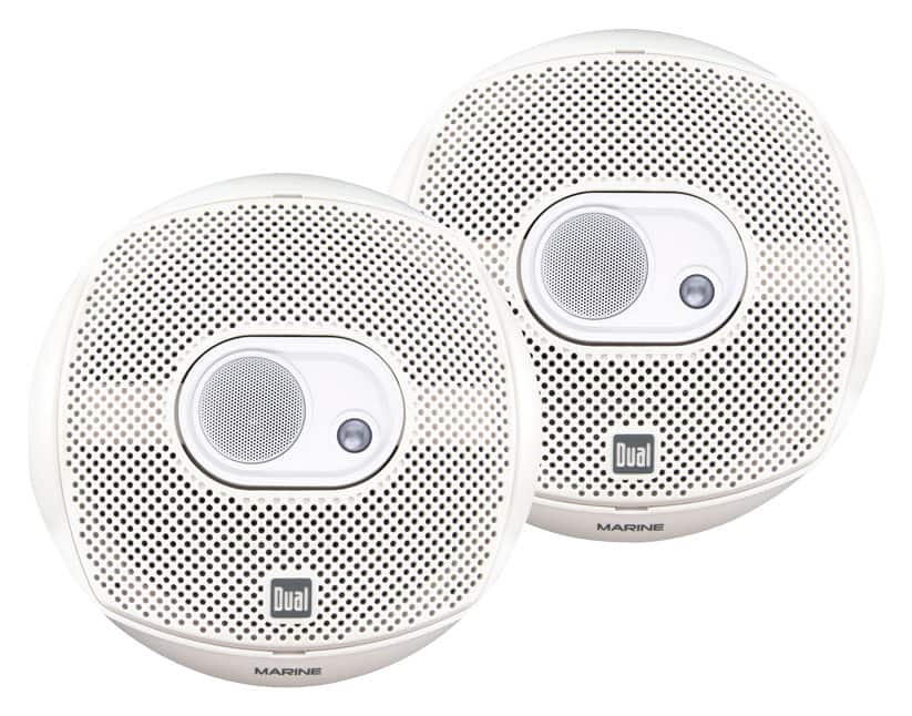 Dual - DMS Series 6.5" 3-Way Marine Speakers (Pair) - White - Larger Front