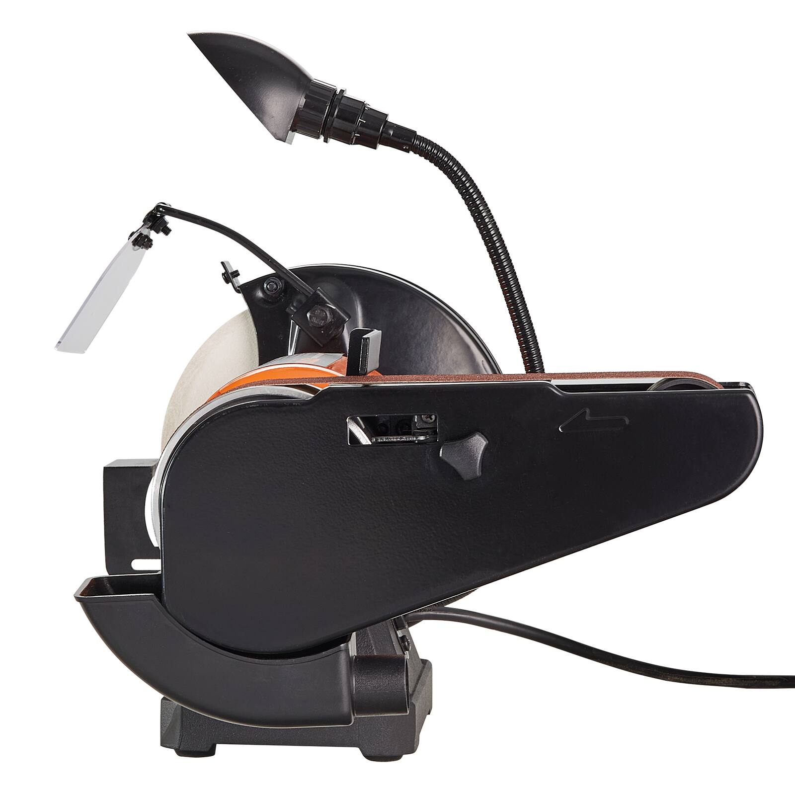 Alt View 5. VEVOR - 8 Inch Bench Grinder with 2 x28 Inch Belt Sander Combo, Bench Grinder Sander with 2.5A Induction Motor for Metalworking - Orange;Black.
