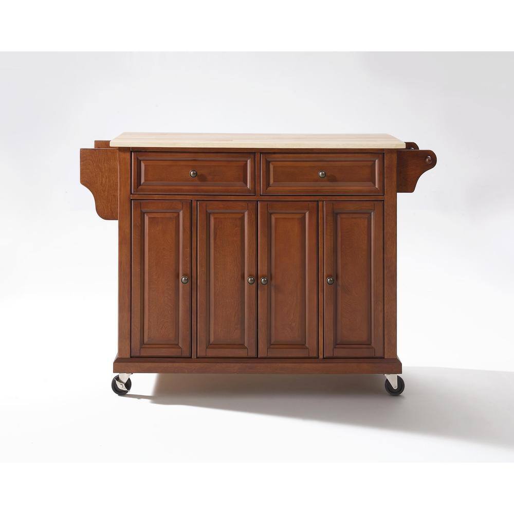 Left. Crosley Furniture - Full Size Wood Top Kitchen Cart - Cherry.