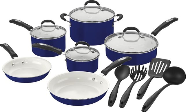 Cuisinart - Classic 14-Piece Cookware Set - Blue - Angle Zoom