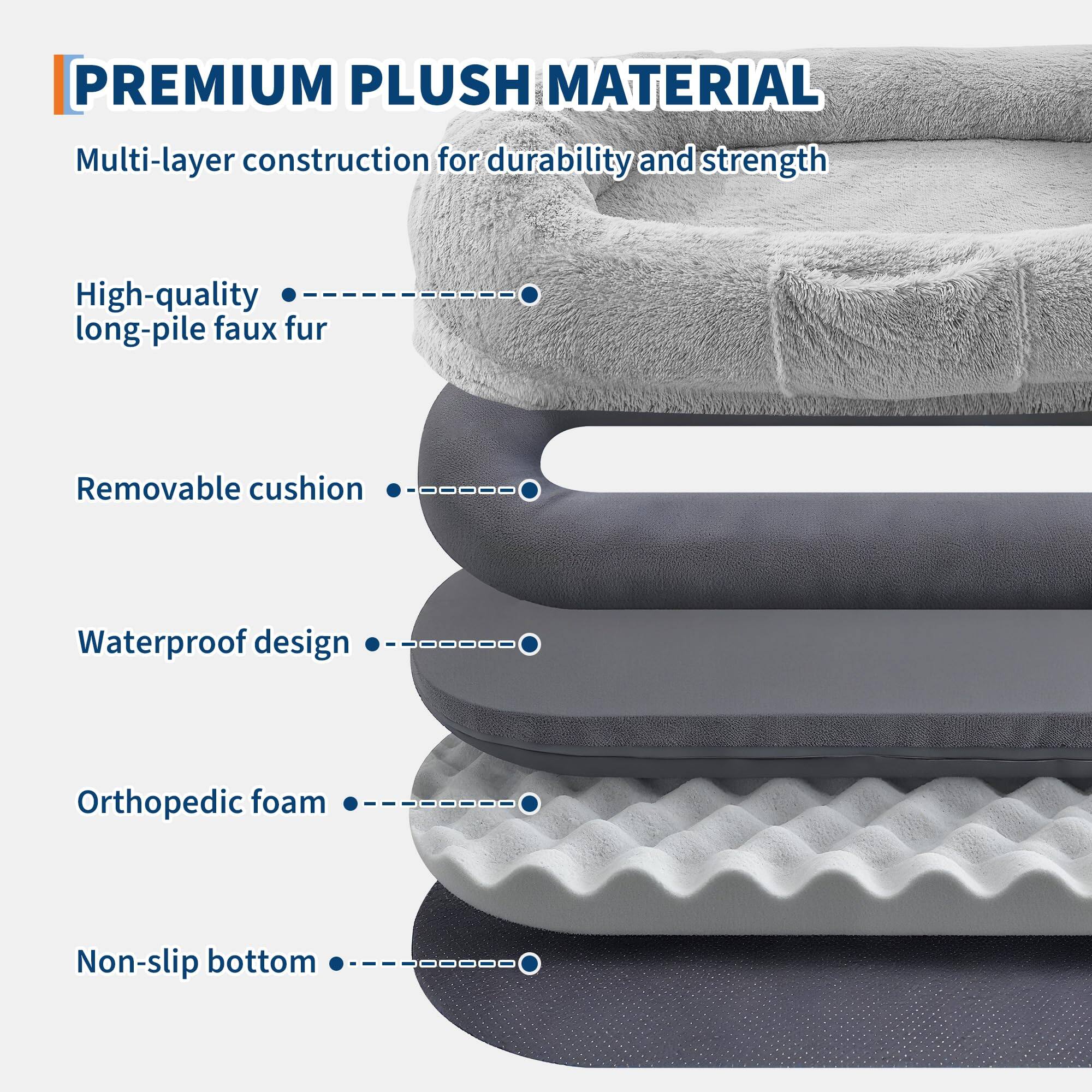**PREMIUM PLUSH MATERIAL**

- Multi-layer construction for durability and strength
- High-quality long-pile faux fur
- Removable cushion
- Waterproof design
- Orthopedic foam
- Non-slip bottom