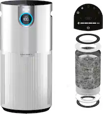 The image features a Shark Ionic Air Purifier, which has a 100% Auto Max Clean Sense. The air purifier is designed to provide efficient air purification and is accompanied by a filter and a fan. The filter is shown in the image, along with the air purifier and fan.