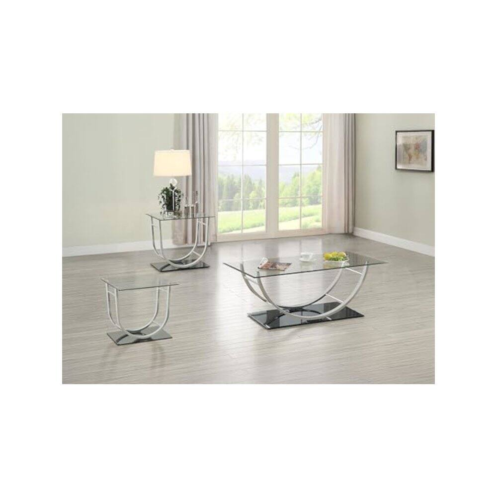 Alt View 1. Coaster Co. of America - Danville 3-piece Glass Top Coffee and End Table Set Chrome - Silver.