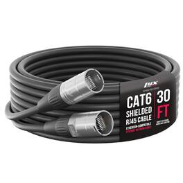 Lyxpro - 30 Feet Shielded CAT6 Ethercon Cable, Male to Male, Pro Audio & Lighting RJ45 Cable - Black