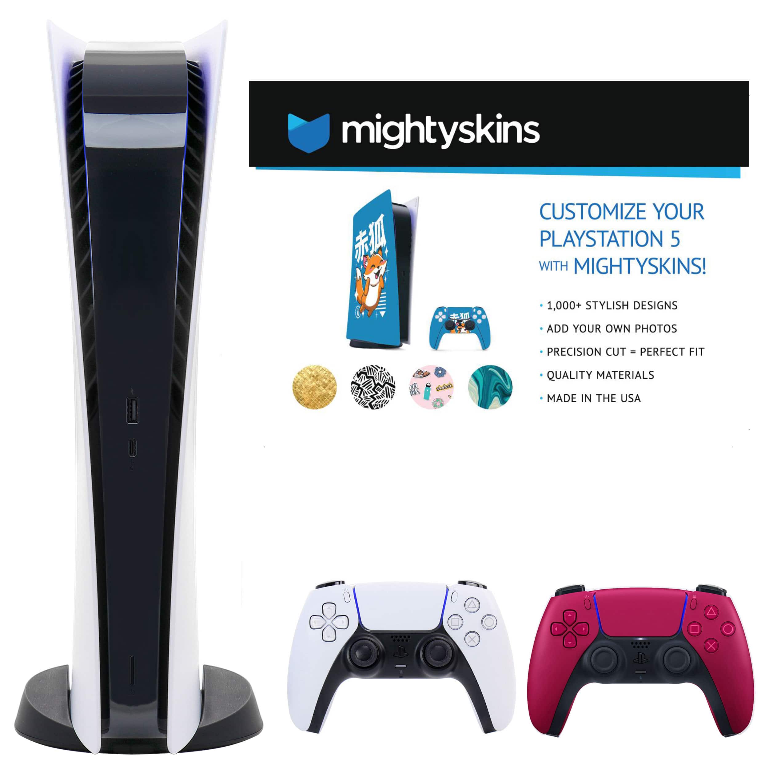 PS5 Digital Console with Extra Red Dualsense Controller and Skins Voucher - PlayStation 5