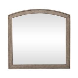 Liberty Furniture Industries - Arched Mirror with Dresser Mount 41" x 40"- Oak Wood Frame - Burnished Beige