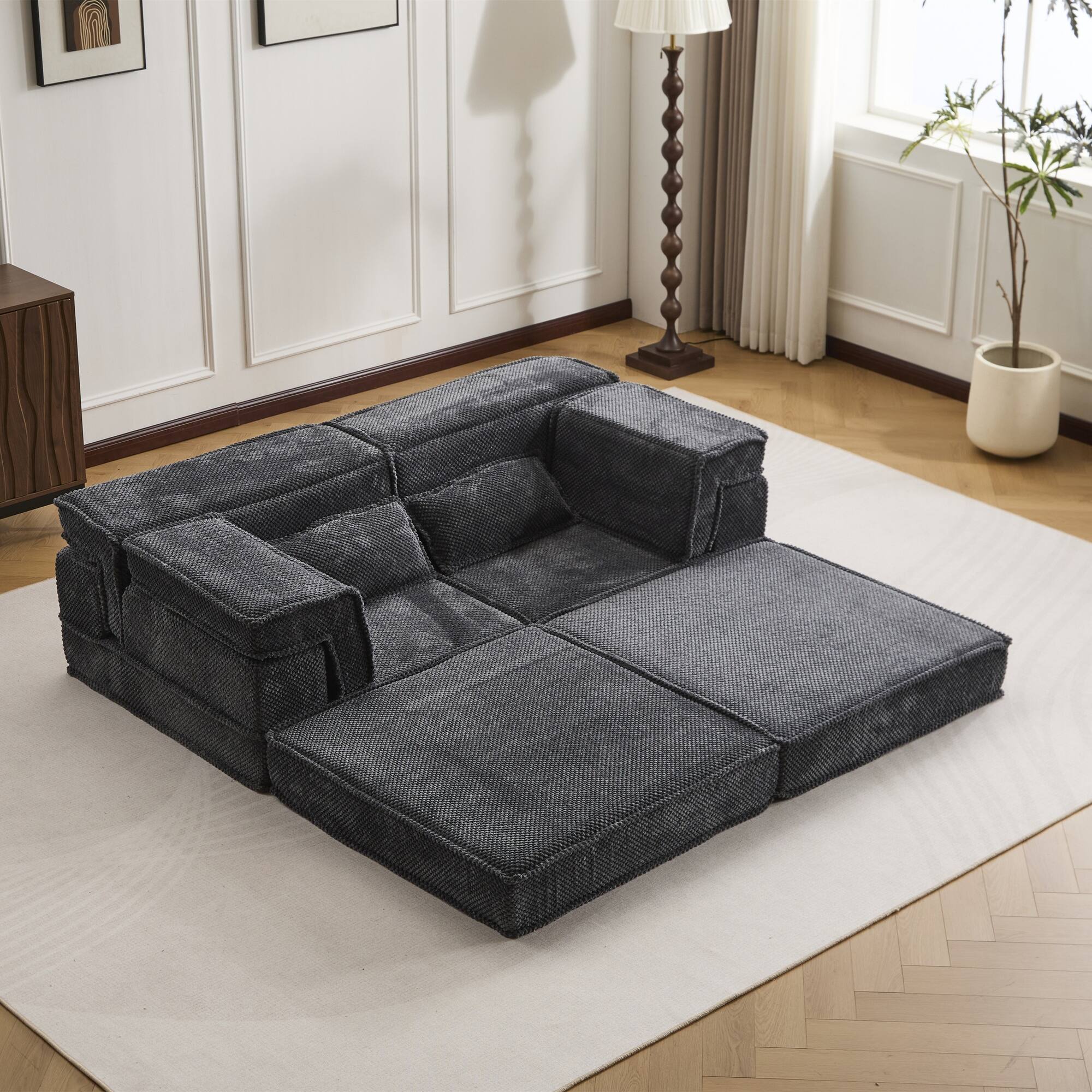 Alt View 8. Boyel Living - Compressed Memory Foam Loveseat Sofa Bed - Dark Grey.