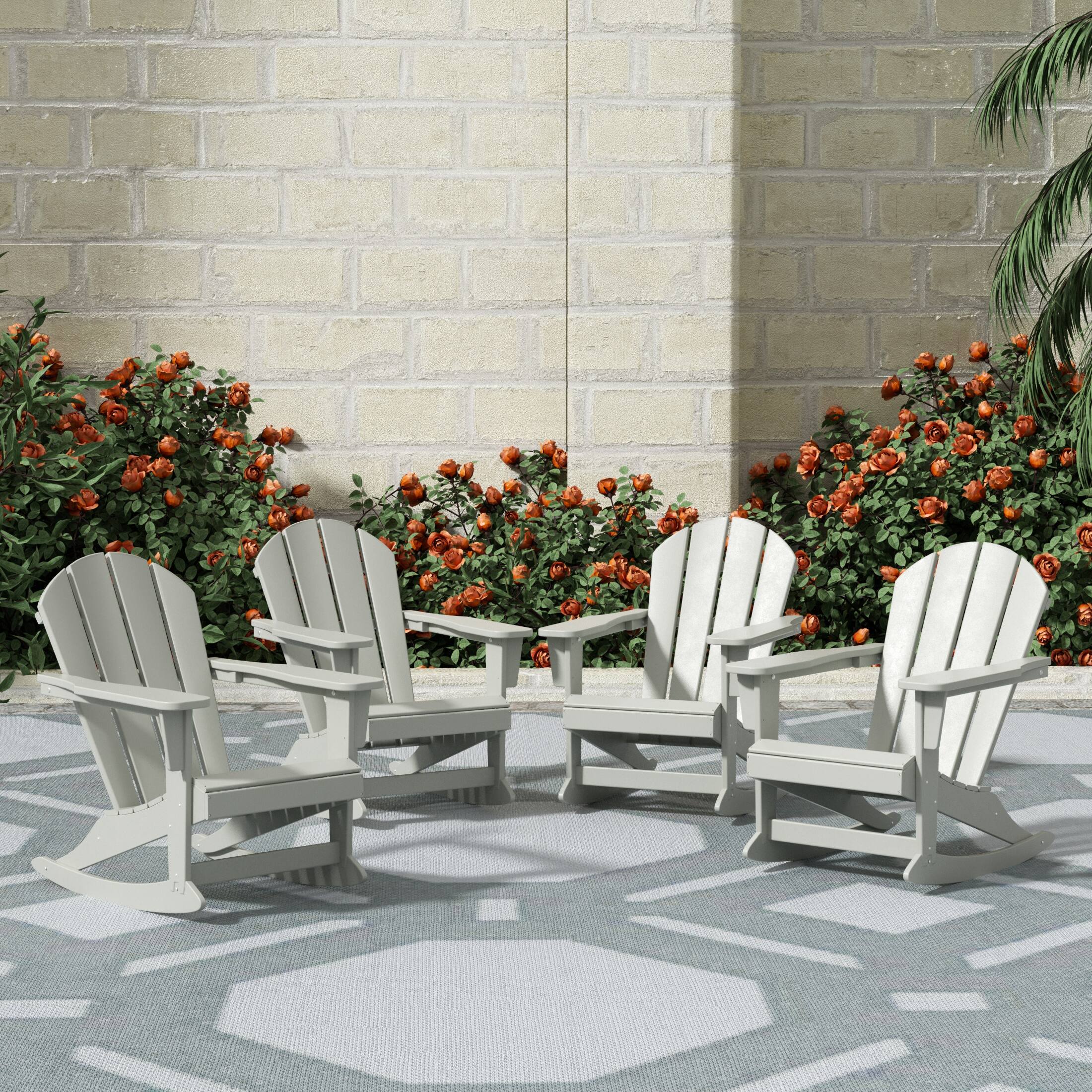 Angle. WestinTrends - WestinTrends Malibu Outdoor Patio Porch Rocking Adirondack Chair (Set of 4) - Sand.