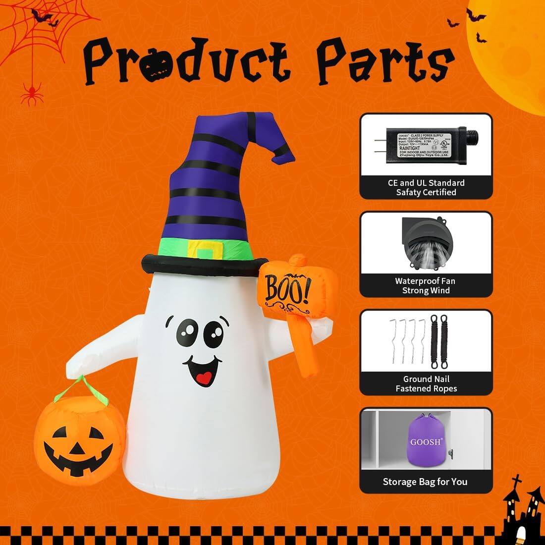 Product Parts - CA adidaa: -o ..  RAINTIGHT ... C -  ! pa -- CE and UL Standard Safety Certified BOO! Waterproof Fan Strong Wind Ground Nail Fastened Ropes GOOSH Storage Bag for You