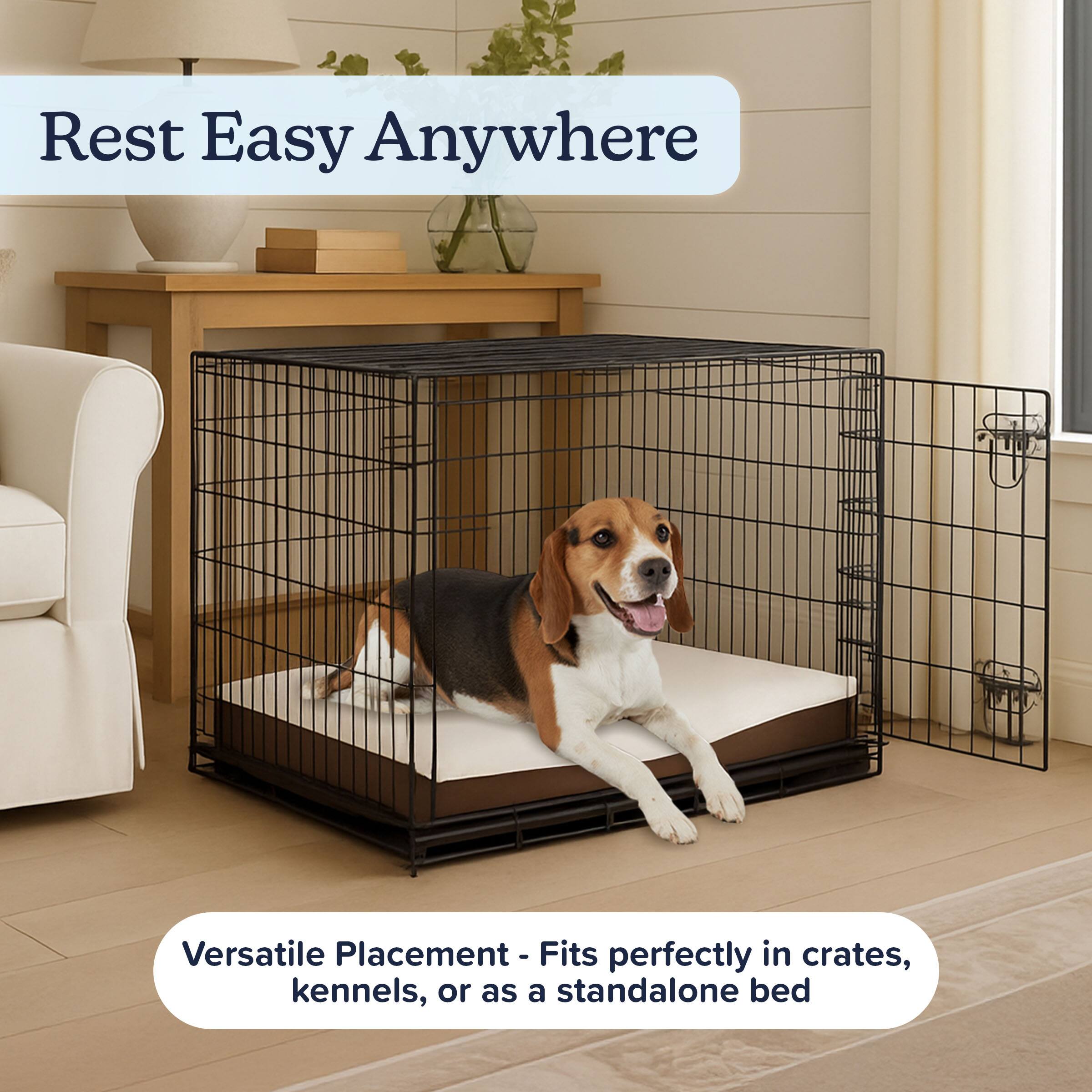 Rest Easy Anywhere  
Versatile Placement - Fits perfectly in crates, kennels, or as a standalone bed