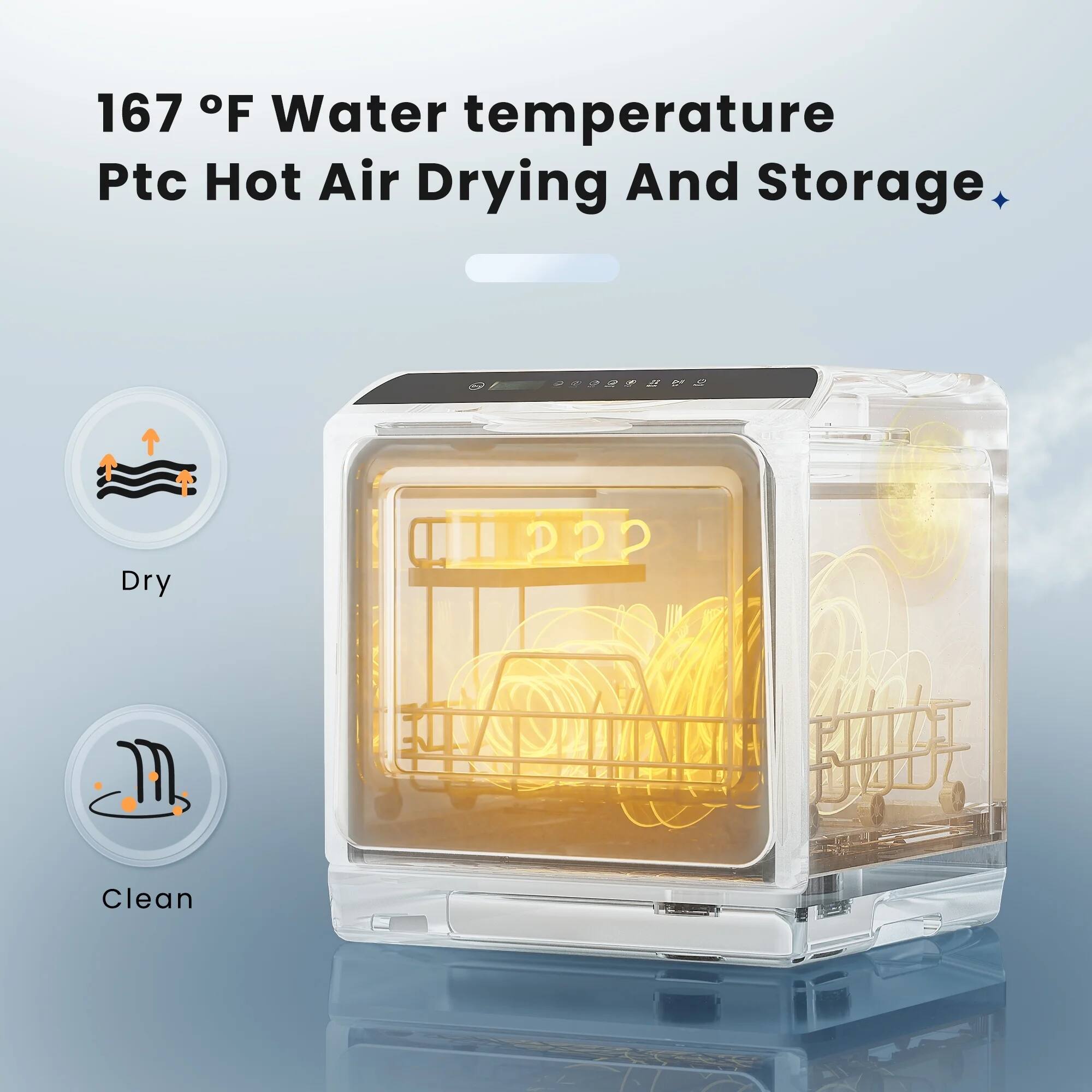 167°F Water temperature, PtC Hot Air Drying and Storage, Dry, Clean.