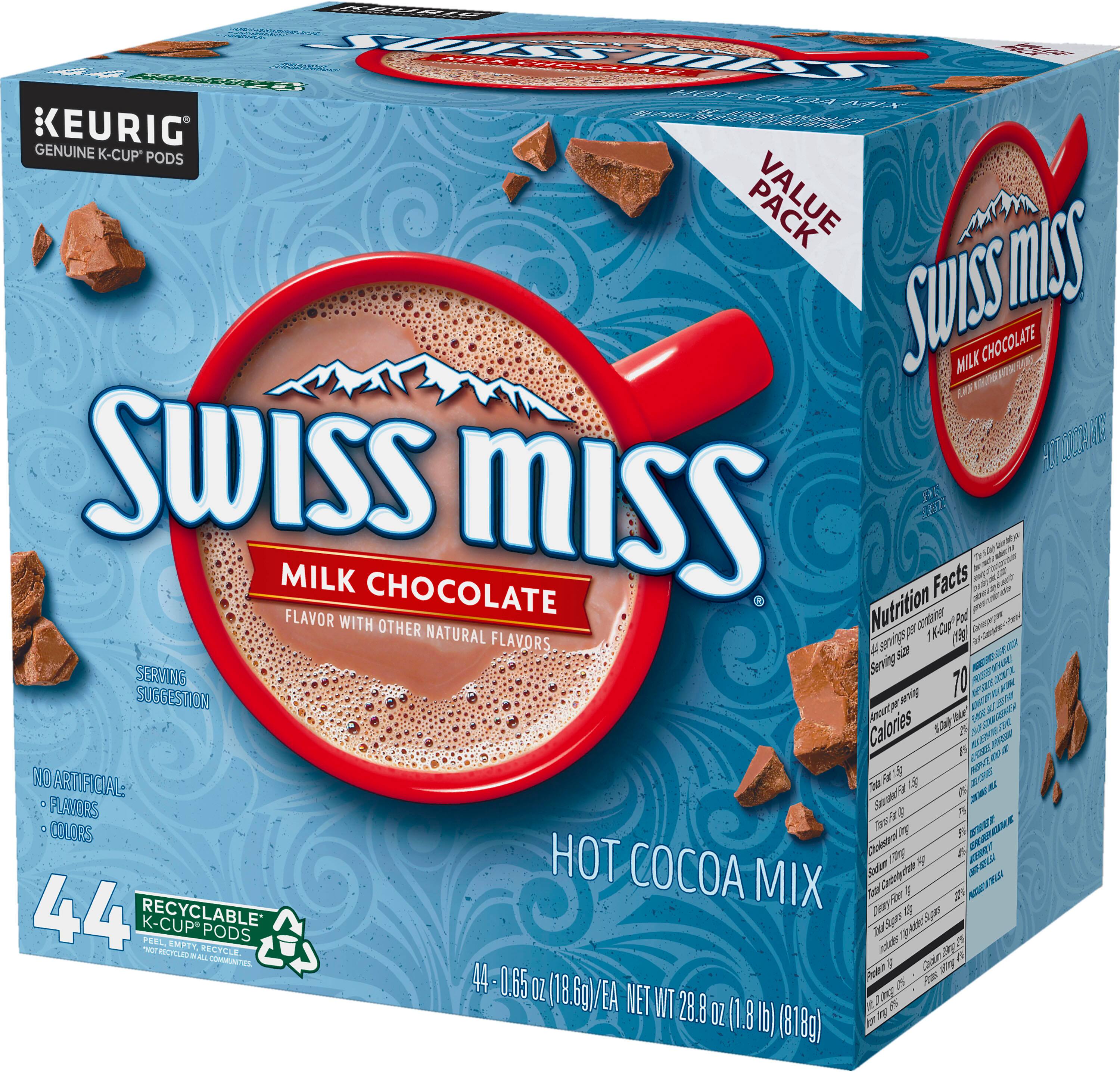 Left. Swiss Miss - Milk Chocolate Hot Cocoa, Keurig Single-Serve K-Cup Pods, 44 Count.