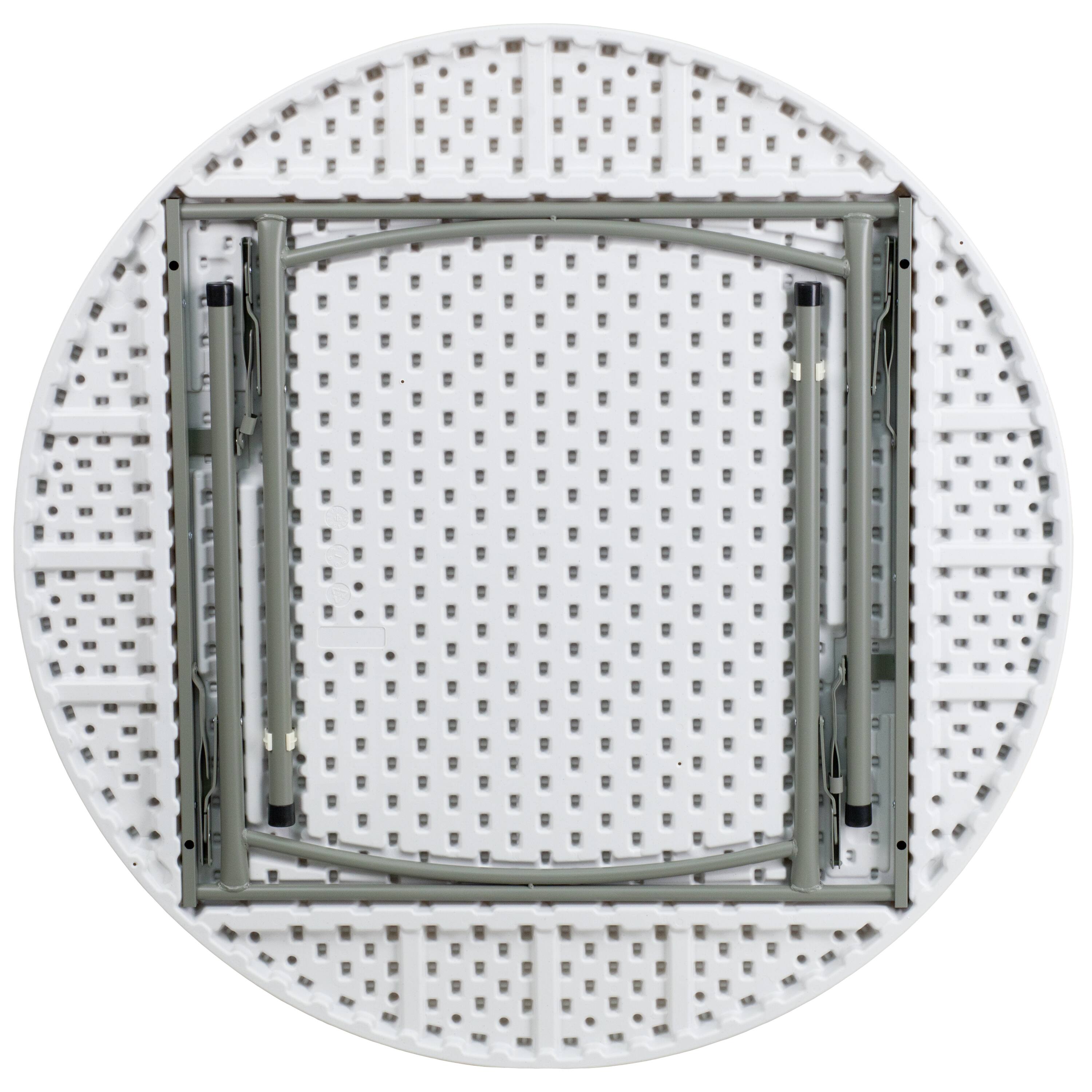 Alt View 5. Emma + Oliver - 4-Foot Round Plastic Folding Table - Granite White.