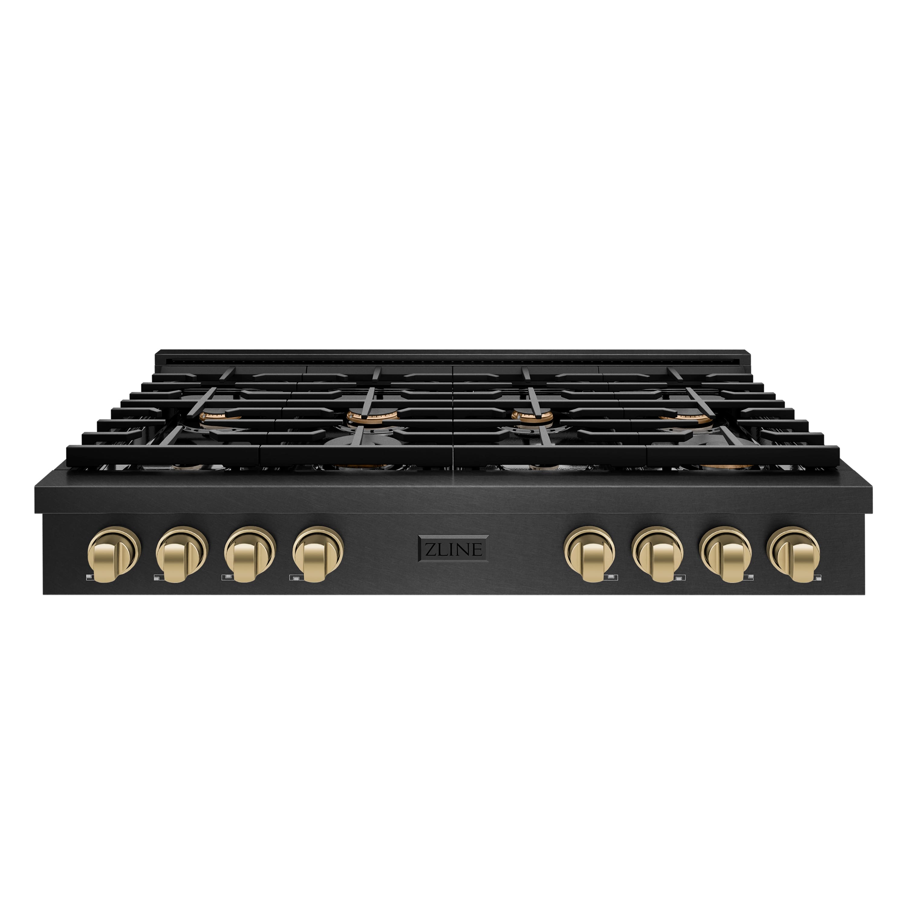 Front. ZLINE - ZLINE Autograph 48 in. 8 Burner Paramount Gas Rangetop in Black Satin Stainless Steel with Bronze Accents (SRTBSZ-48-CB) - Black Satin Stainless Steel.