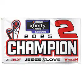 WinCraft - Jesse Love Jr. 2025 NASCAR Xfinity Series Champion 3' x 5' On Track Celebration Single-Sided Deluxe Flag - Multicolor