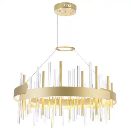 Front. CWI Lighting - Millipede 26 in LED Satin Gold Chandelier - Satin Gold.