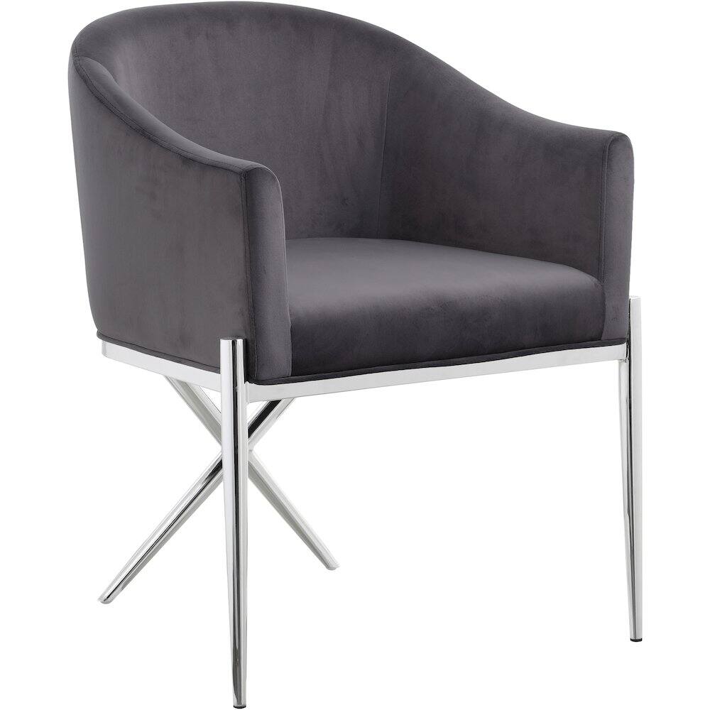 Meridian Furniture - Xavier Grey Velvet Dining Chair - Gray