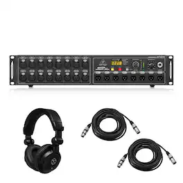 Behringer - S16 Digital I/O Stage Box with 16x Remote-Controllable Midas Preamps, Bundle with TAPH100 Headphones, 2x 25'