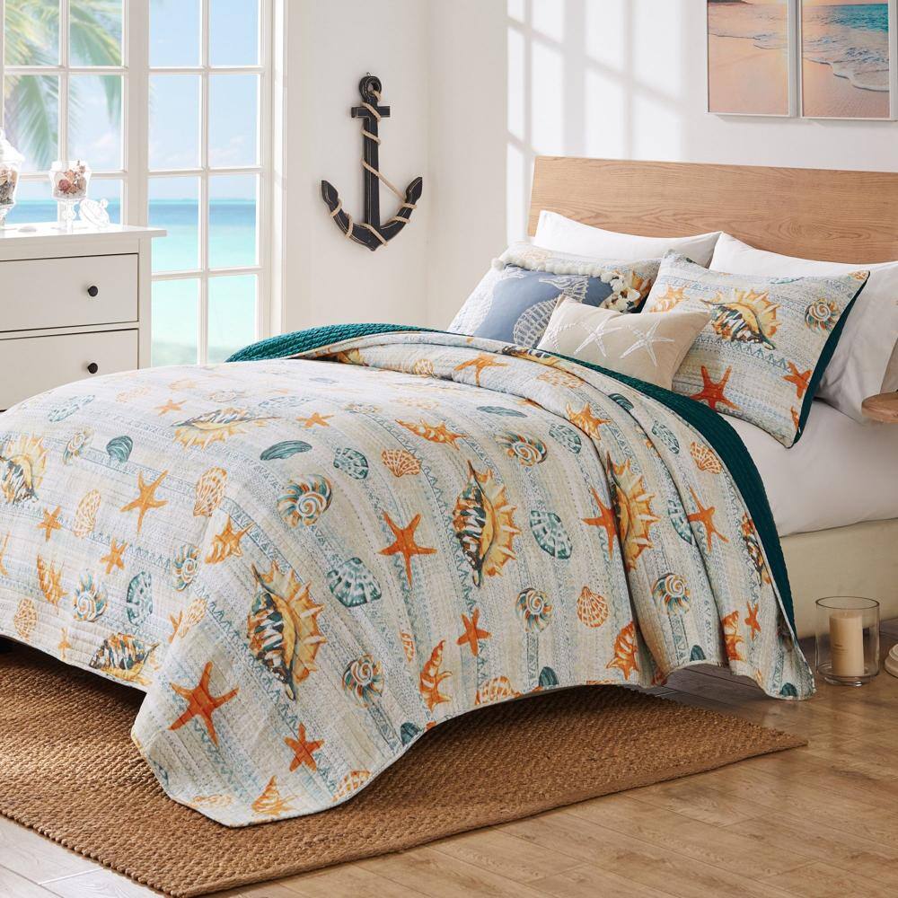Alt View 1. Greenland Home Fashions - Greenland Home Fashions Kona Luxurious Comfortable 3 Pieces Quilt Set Ocean King/Cal. King - Ocean.