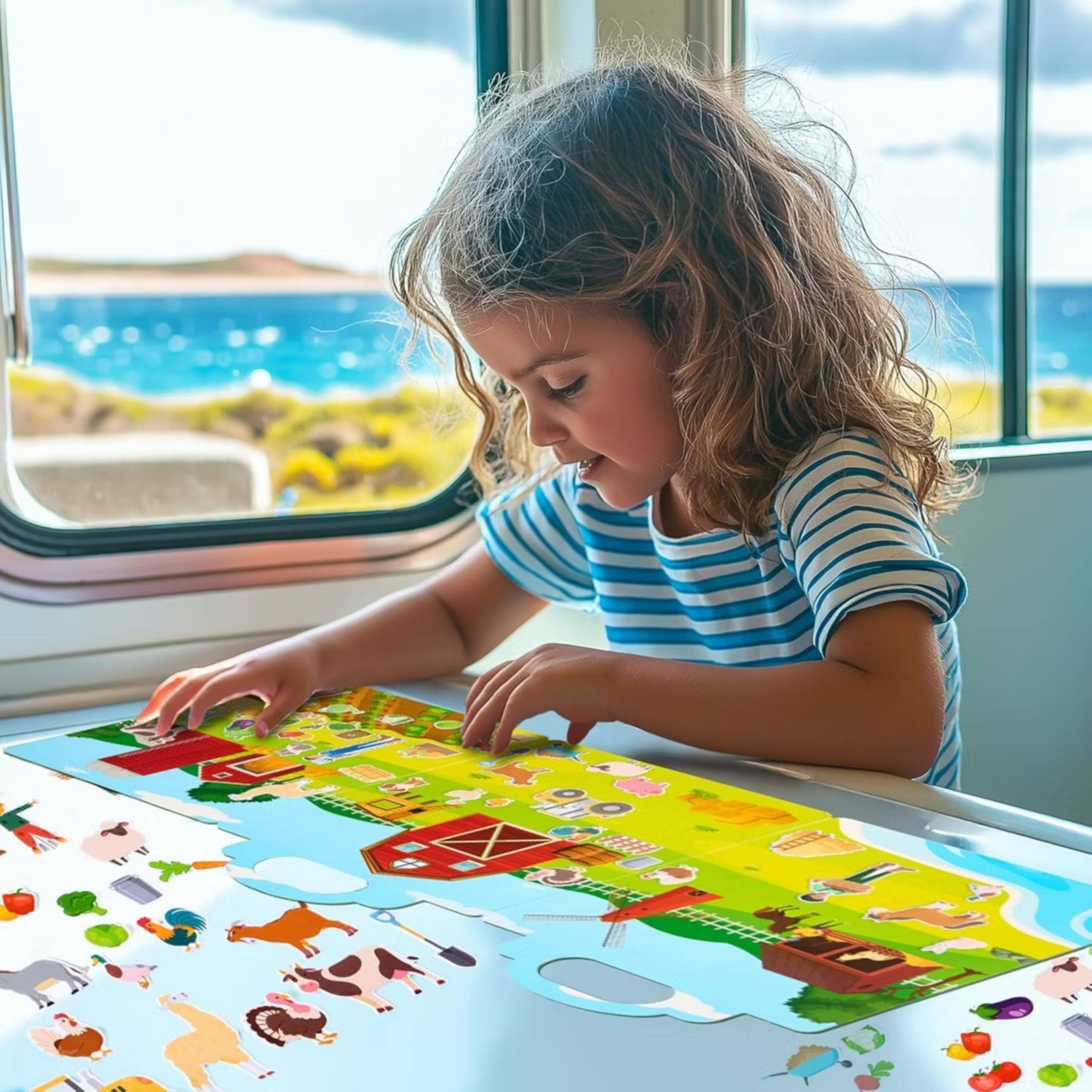 Alt View 5. Joyfy - Puffy Sticker Bookfor Kids 3-6, 3D Reusable Sticker Books Crafts Gifts for Toddlers 1-3,2-4, Farm Animlas - Multicolor.