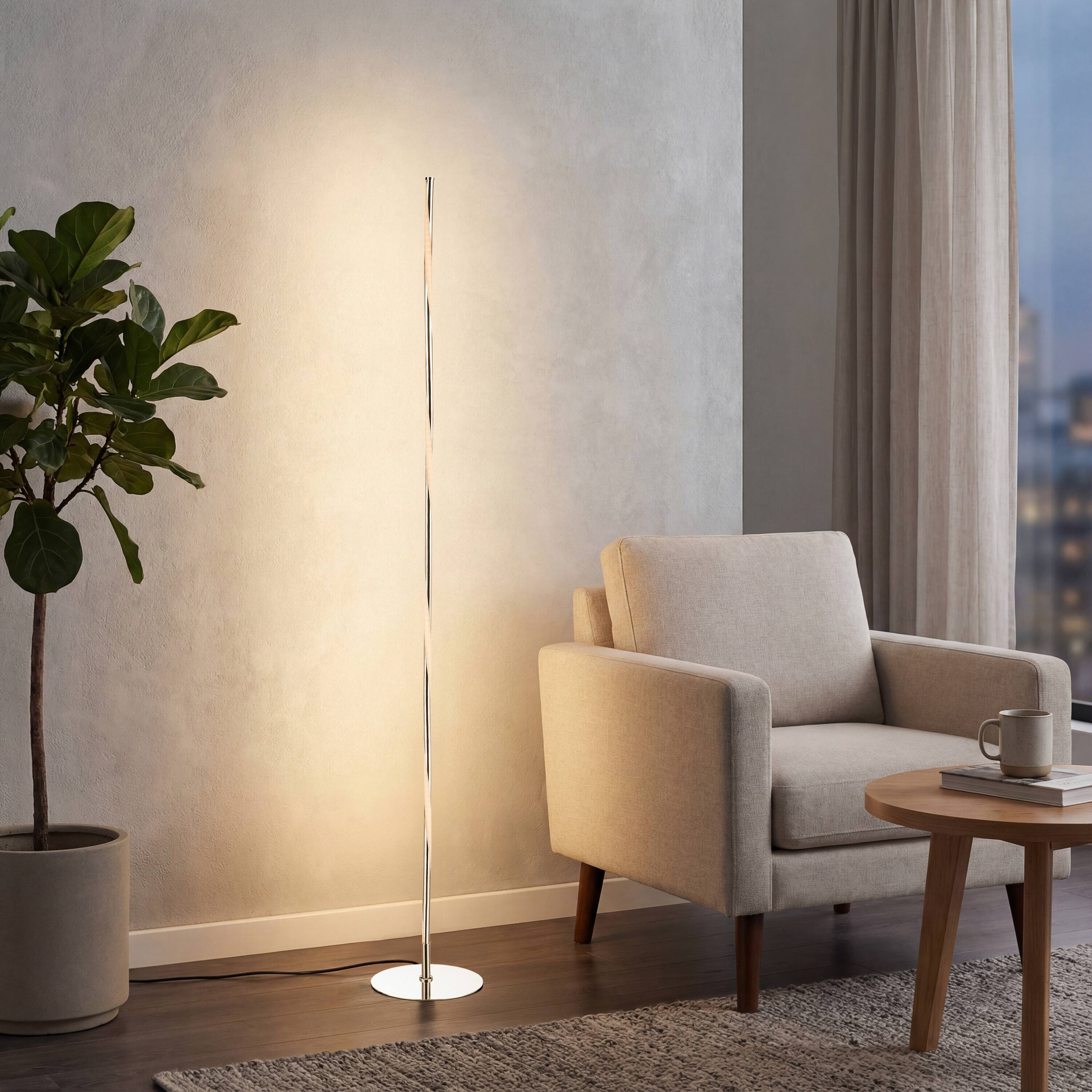 Alt View 1. Jonathan Y - Pilar 63.75" LED Integrated Floor Lamp, Chrome - Chrome.