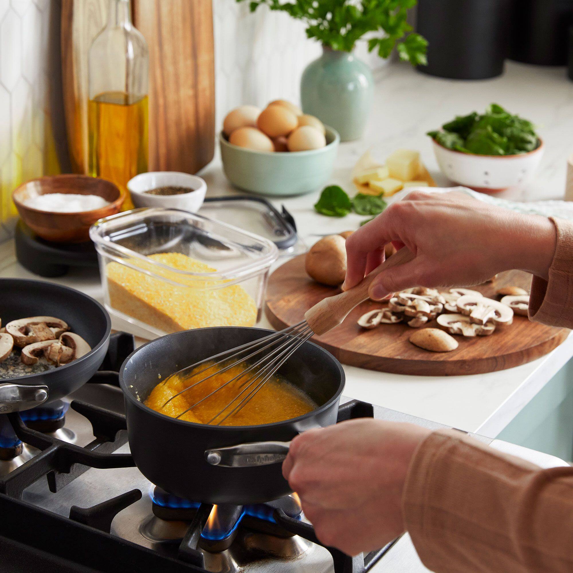 Alt View 2. Calphalon - Calphalon Premier Hard-Anodized Nonstick Aluminum Cookware Set, 13-Piece Set - Black.
