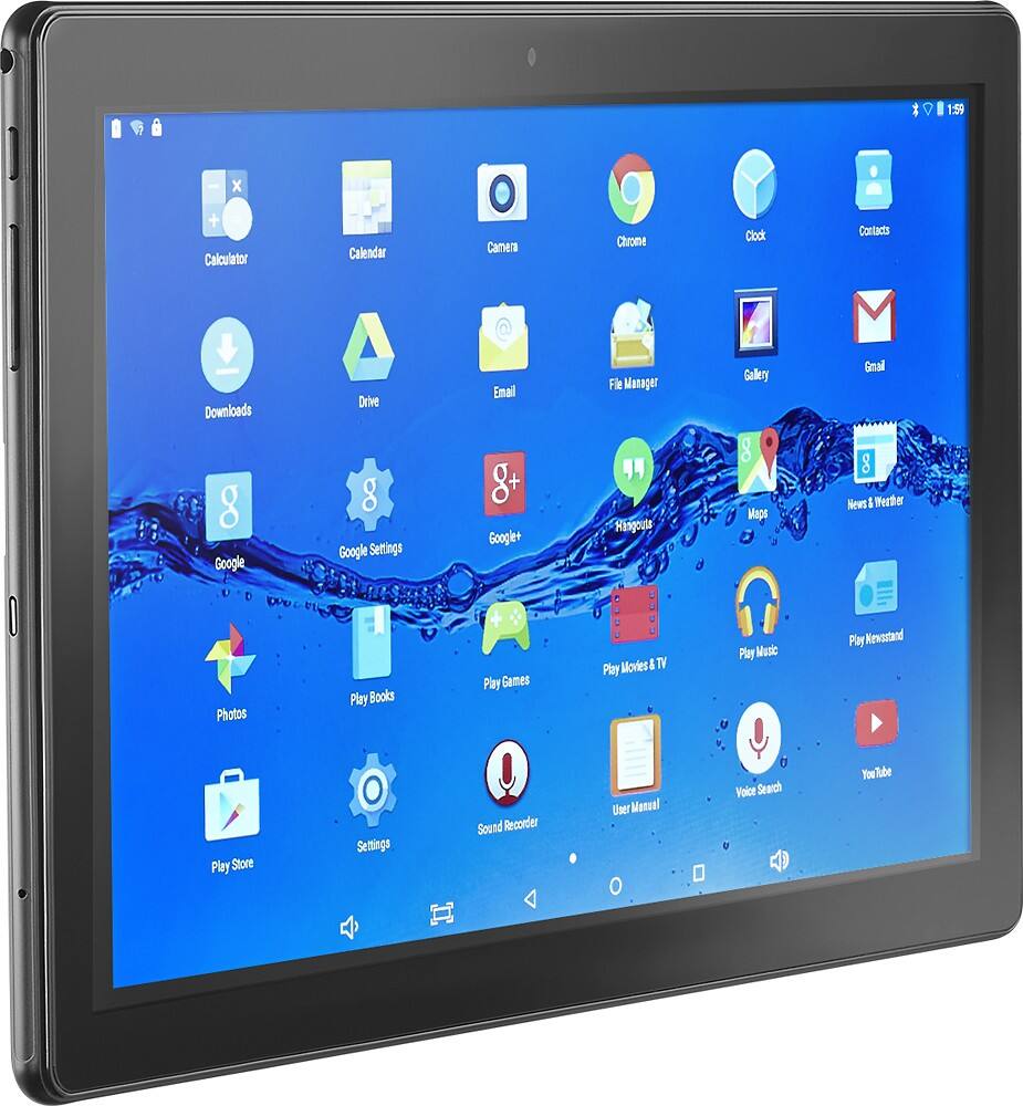 Angle. DigiLand - 10.1" - Tablet - 16GB - Black.