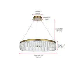 Elegant Lighting - Rune 24 inch Adjustable LED chandelier - Satin Gold