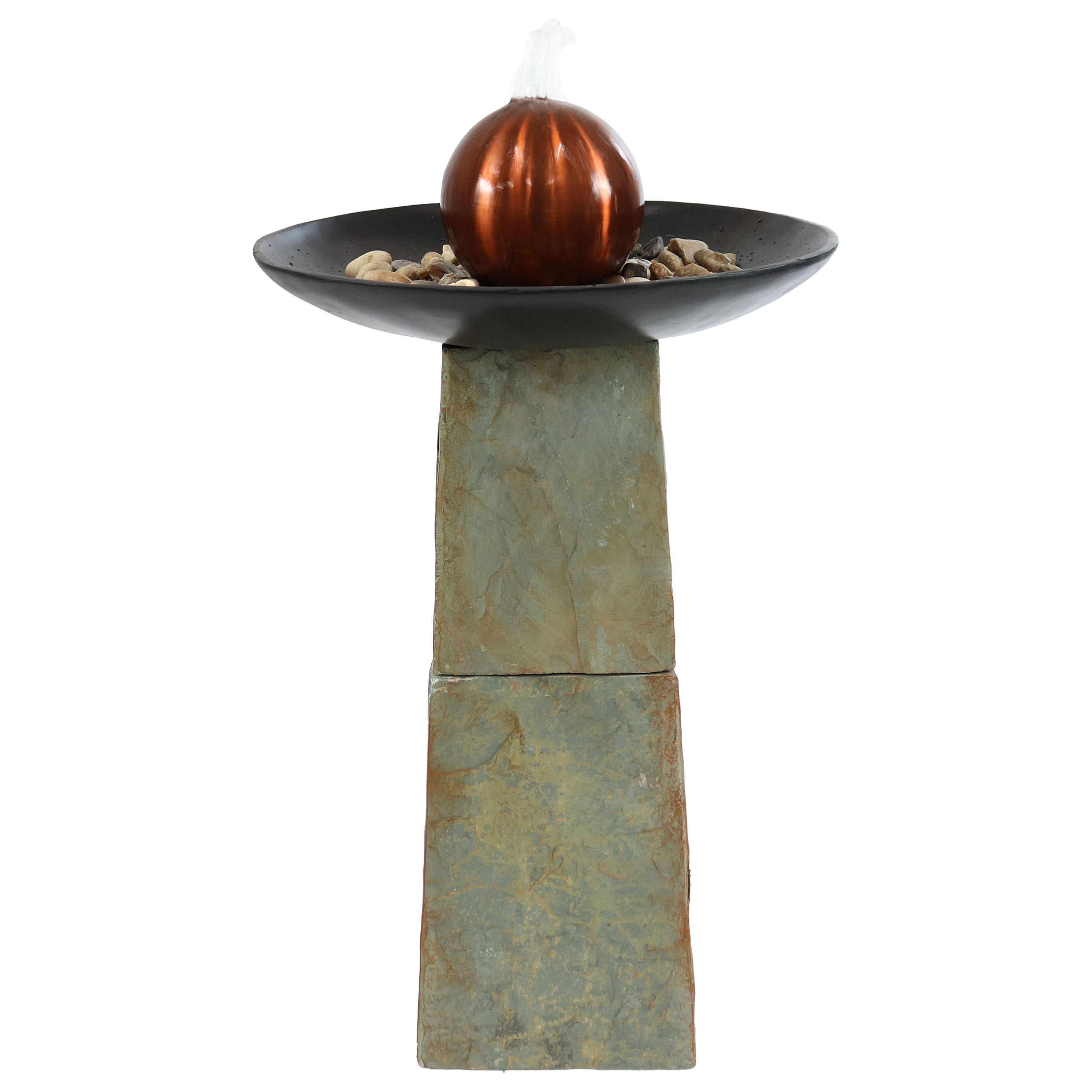 "Sunnydaze - Decorative Orb Slate Outdoor Water Fountain - 38"" - Green" price history on PriceWatchPro