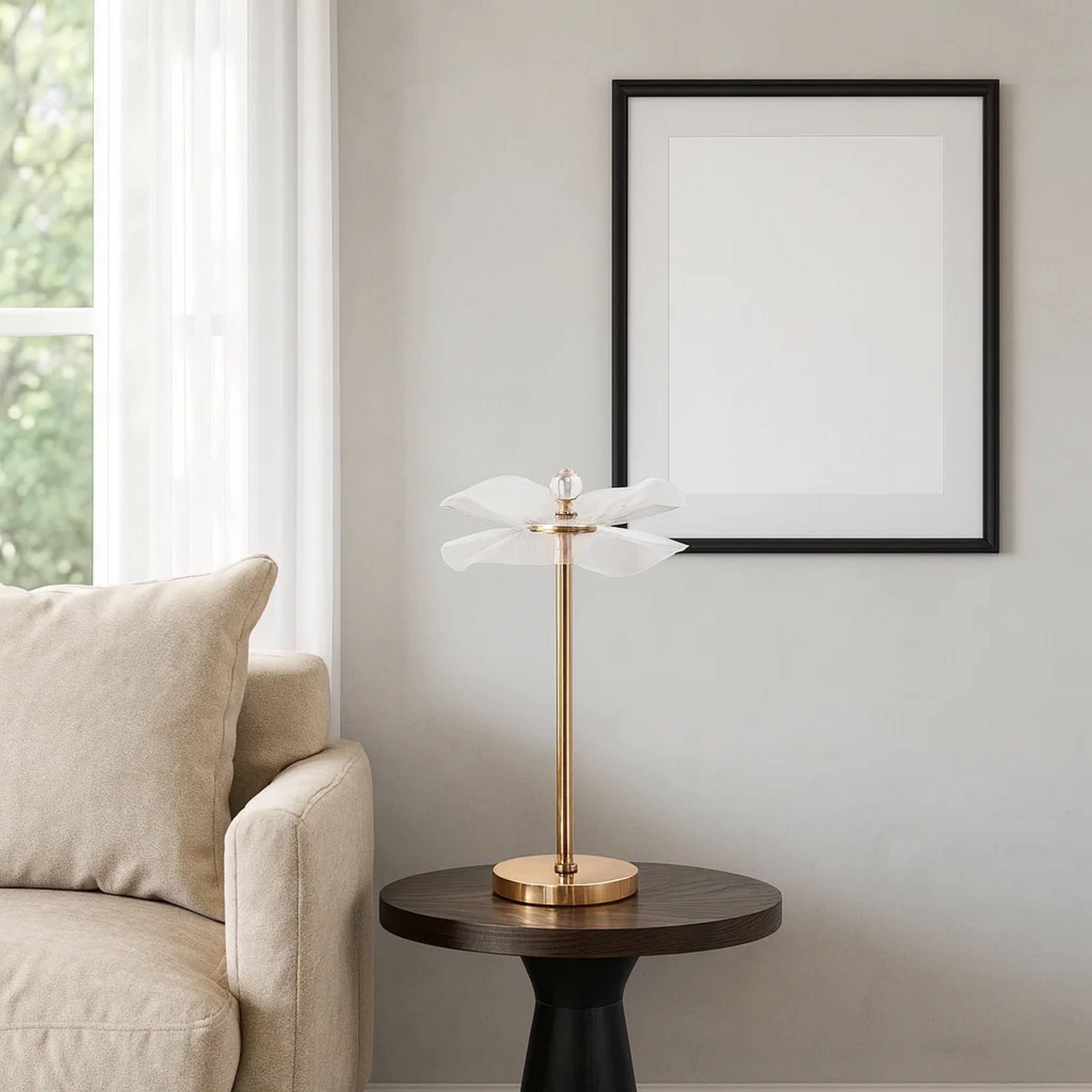 Alt View 2. Manhattan Lane - Accent Table Lamp, LED, Lotus Shape Acrylic, 18 Inch - Copper, Gold.