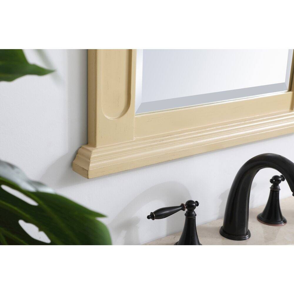 Left. Elegant Decor - Wood Frame Mirror 22 Inch X 28 Inch In Light Antique Beige - Light Antique Beige.