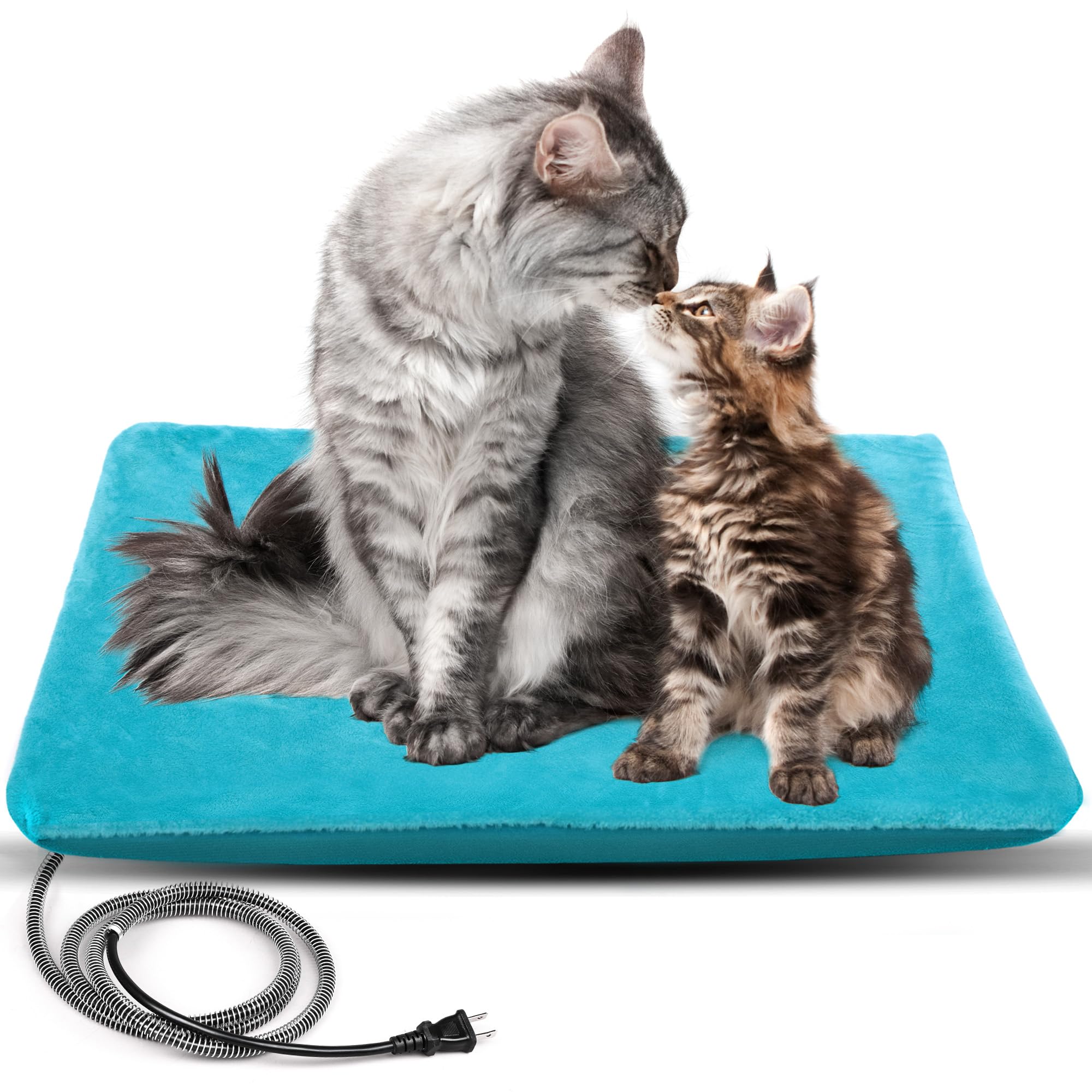 Reds Spade - Outdoor Pet Heating Pad For Cats House Safe Electric Cat Warming Waterproof Heated Outside Feral Animal Hea - Light Blue L: 28" X 16"