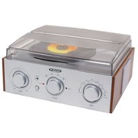 Jensen - 3-Speed Stereo Turntable with AM/FM - Silver - Front_Zoom